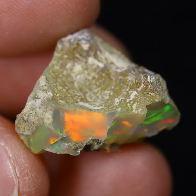 Opale Welo brute d'Éthiopie - « Lava Spike" - (16,6 x 15,6 x 12 mm - 14 carats) - POC-0901