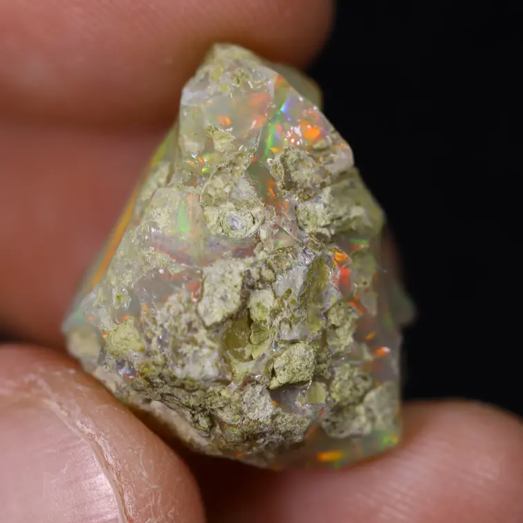 Opale Welo brute d'Éthiopie - « Lava Spike" - (16,6 x 15,6 x 12 mm - 14 carats) - POC-0901