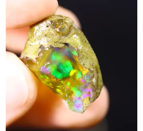 Raw Ethiopian Welo - Crystal Opal - ‘Forest Erosion" - (22 x 15 x 12 mm - 19.8 carats) - POC-0910