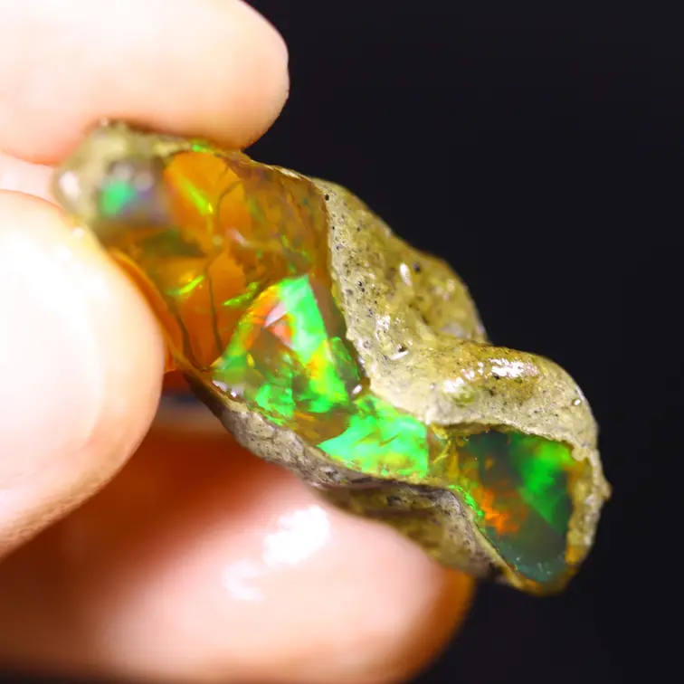 Welo brut d'Éthiopie - Opale cristalline - « Sand Worm" - (34 x 18 x 8 mm - 18,3 carats) - POC-0913