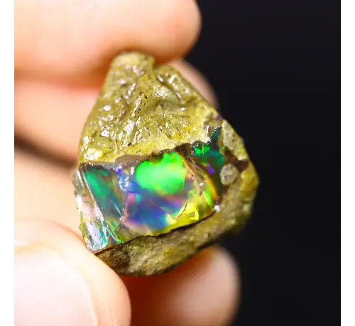 Welo grezzo etiope - Opale cristallo - “Futuristic Window" - (19 x 18 x 16 mm - 22.7 carati) - POC-0917