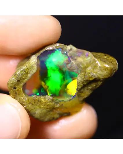 Welo grezzo etiope - Opale cristallo - “Hidden Universe" - (21 x 22 x 9 mm - 28.8 carati) - POC-0918