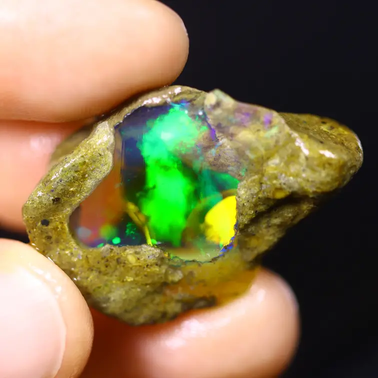 Welo etíope en bruto - Ópalo cristalino - «Hidden Universe" - (21 x 22 x 9 mm - 28.8 quilates) - POC-0918