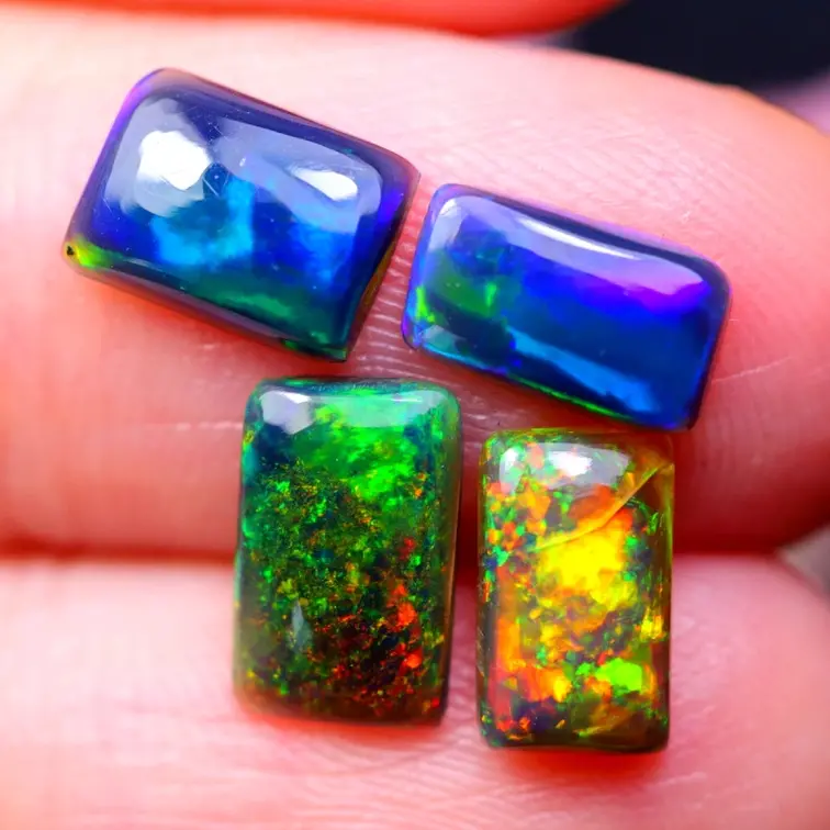 Natural Smoked Ethiopian Welo Opals - ‘Magnefic Bars’ - 8 x 5 x 2 mm - 2.34 carats - POC-0928