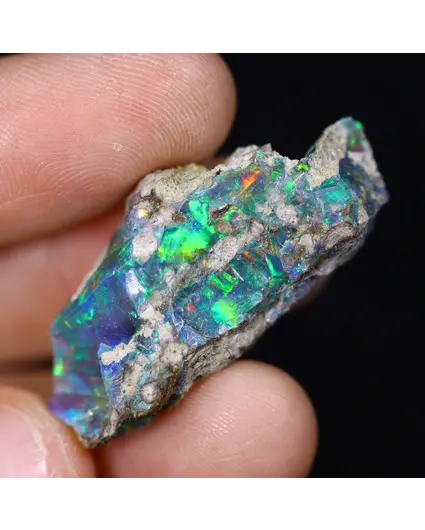 Ruwe Ethiopische Welo opaal - "Dark Nature" - (34 x 16 x 7 mm - 18,8 karaat) - POC-0872