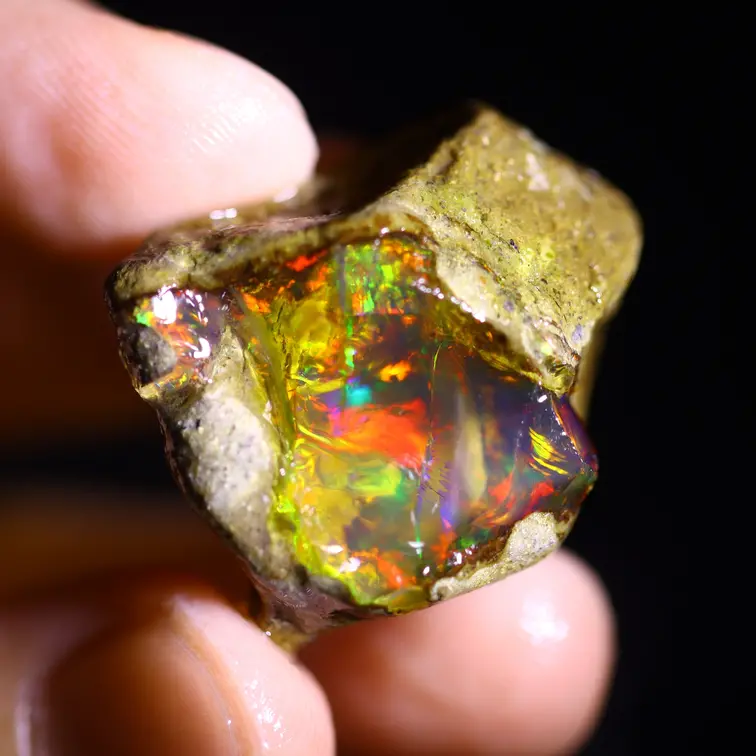 Ruwe Ethiopian Welo - Crystal Opal - ‘Sparkling Power" - (28 x 21 x 12 mm - 41,4 carats) - POC-0859