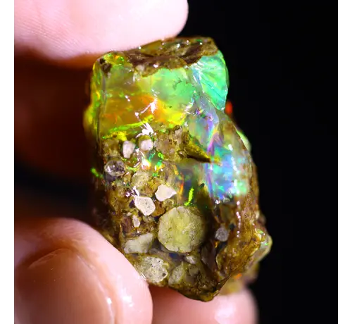 Welo brut d'Éthiopie - Opale cristalline - « Vibrant Portal » - (26 x 17 x 15 mm - 38,4 carats) - POC-0867