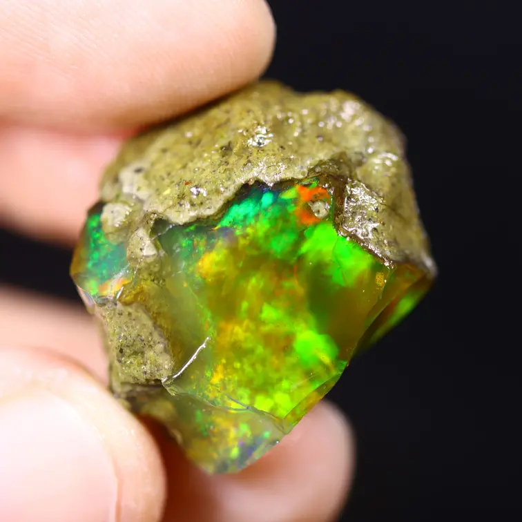 Welo etíope en bruto - Ópalo cristalino - «Nature's Demand» - (25 x 21 x 16 mm - 37,1 quilates) - POC-0855