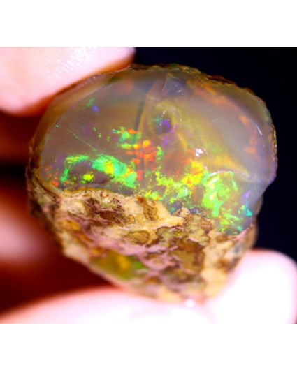 Ruwe Ethiopian Welo - Cristallo opalino - " Colourful Memory" - (29 x 27 x 17 mm - 42 carati) - POC-0467