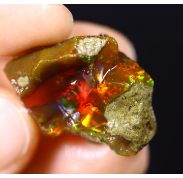 Ruwe Ethiopian Welo - Cristal Opaal - "Cielo Rojo" - (27 x 19 x 8 mm - 17,4 quilates) - POC-0410