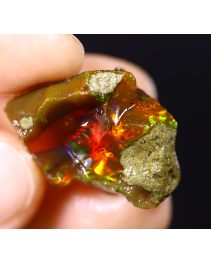 Ruwe Ethiopian Welo - Cristallo opalino - "Red Sky" - (27 x 19 x 8 mm - 17,4 carati) - POC-0410