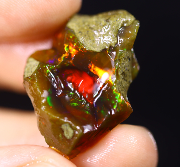 Ruwe Ethiopische Welo - Kristal Opaal - "Red Sky" - (27 x 19 x 8 mm - 17,4 karaat) - POC-0410