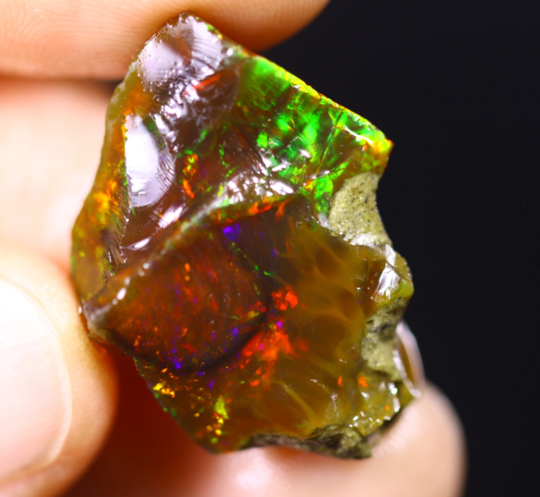 Ruwe Ethiopische Welo - Kristal Opaal - "Red Sky" - (27 x 19 x 8 mm - 17,4 karaat) - POC-0410