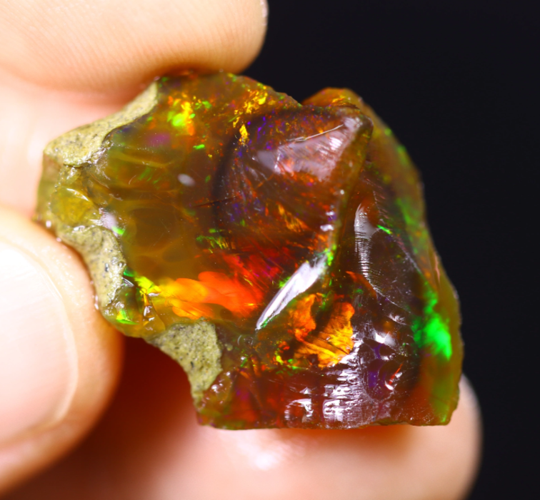 Ruwe Ethiopian Welo - Cristal Opaal - "Cielo Rojo" - (27 x 19 x 8 mm - 17,4 quilates) - POC-0410