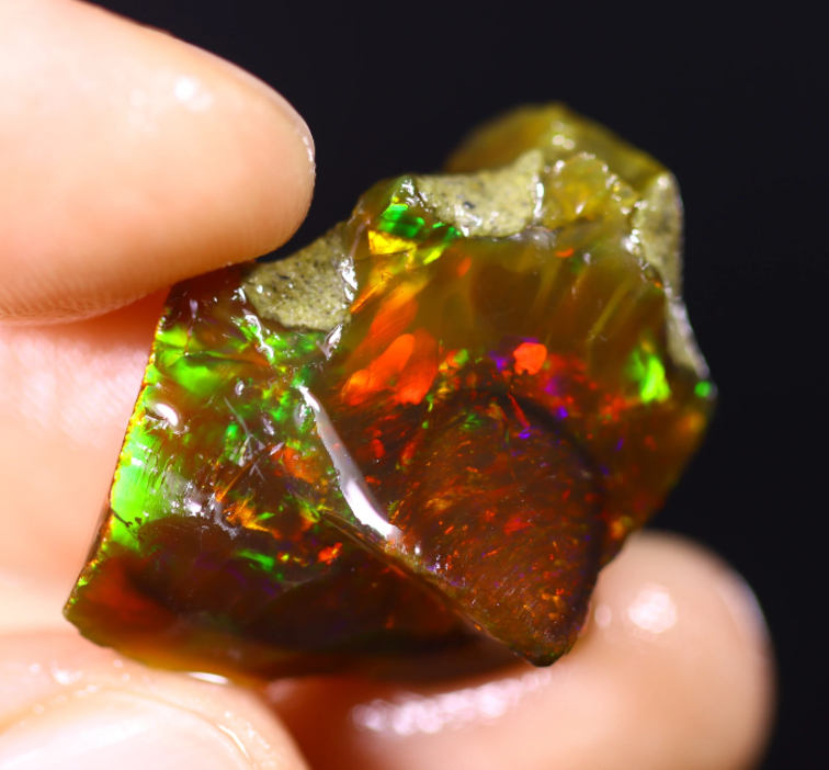 Ruwe Ethiopian Welo - Cristal Opaal - "Cielo Rojo" - (27 x 19 x 8 mm - 17,4 quilates) - POC-0410