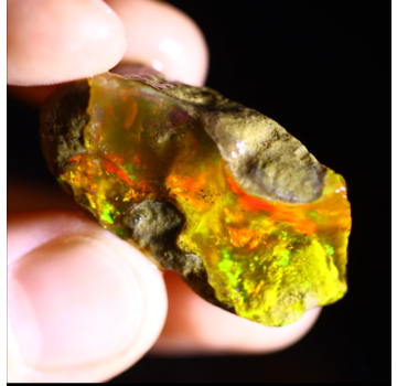 Welo éthiopien brut - Opale cristalline - « Soleil levant » - (32 x 16 x 12 mm - 32,2 carats)