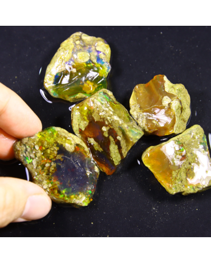 Conjunto de ópalos Welo etíopes en bruto - «Meteor Strike» - 254 karaat