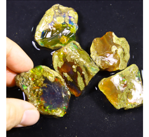 Conjunto de ópalos Welo etíopes en bruto - «Meteor Strike» - 254 karaat