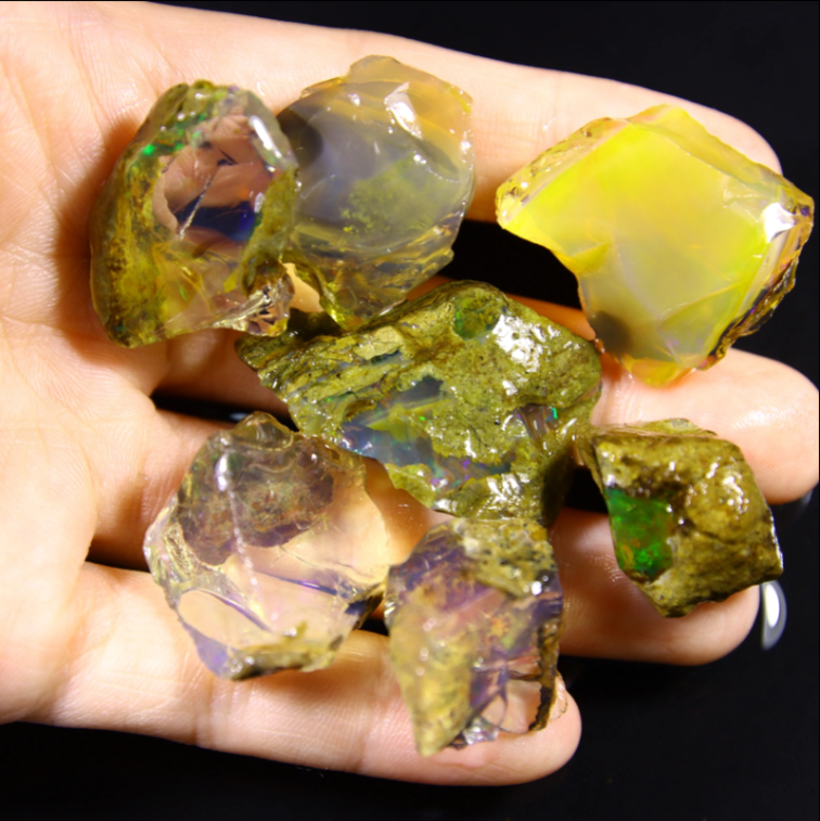 Rohes äthiopisches Welo-Opal-Set – „Meteor Strike“ - 213 karaat