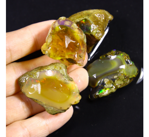 Rohes äthiopisches Welo-Opal-Set – „Meteor Strike“ - 226 karaat