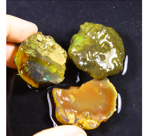 Conjunto de ópalos Welo etíopes en bruto - «Meteor Strike» - 234 karaat