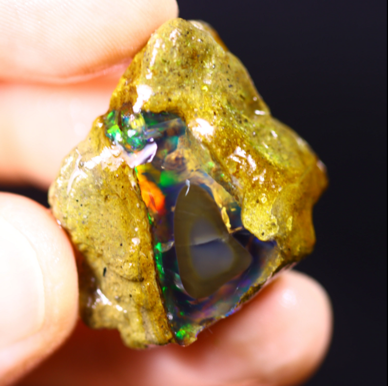 Welo grezzo etiope - Opale cristallo - “Ancient Key” - (27 x 26 x 11 mm - 40,4 carati)