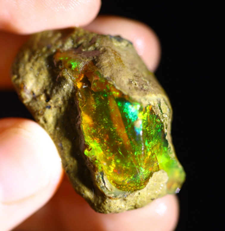 Ruwe Ethiopische Welo - Kristal Opaal - "Exploding Sun" - (36 x 22 x 17 mm - 56,6 karaat)