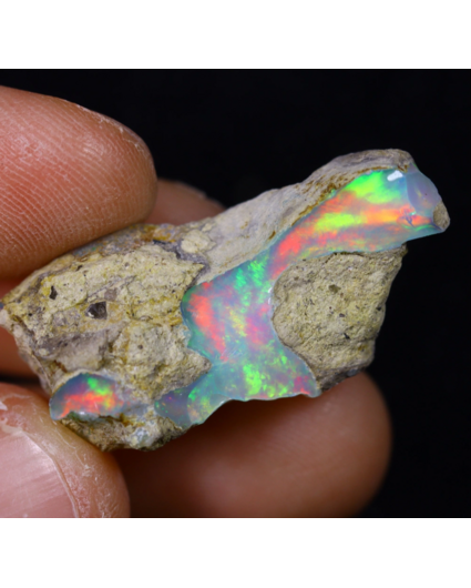 Welo brut d'Éthiopie - Opale cristalline - « Intense Rainbow" - (24 x 14 x 12 mm - 20,5 carats)
