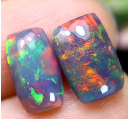 Set di opali Welo etiopi - “Occhi colorati” - (11,7 x 7 x 3,7 mm - 3,35 carati)