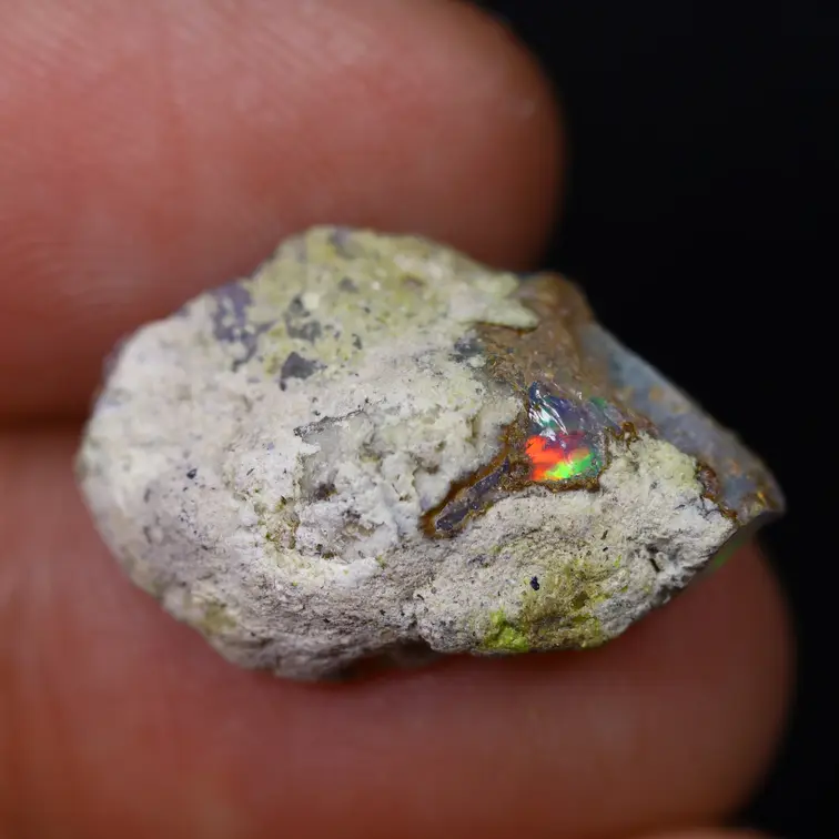 Raw Ethiopian Welo - Crystal Opal - "Verdant Blaze" - (6 x 20 x 13 mm - 5.9 carats) - POC-0933