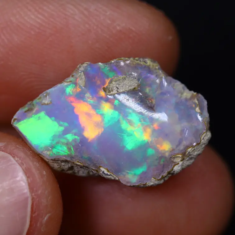 Opale Cristal Brut Éthiopien Welo - "Verdant Blaze" - (6 x 20 x 13 mm - 5.9 carats) - POC-0933