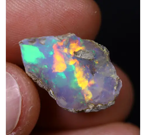 Raw Ethiopian Welo - Crystal Opal - "Verdant Blaze" - (6 x 20 x 13 mm - 5.9 carats) - POC-0933