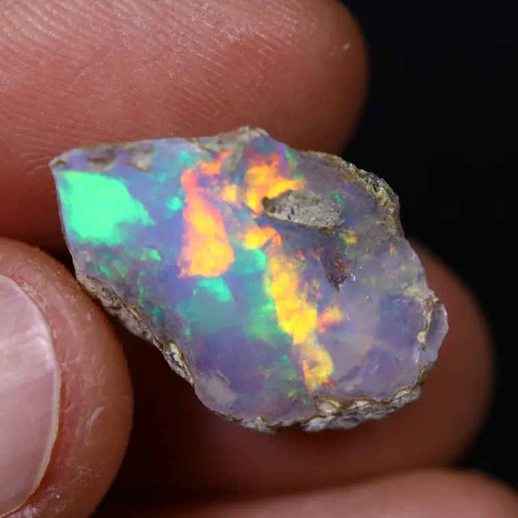 Roher Äthiopischer Welo - Kristall Opal - "Verdant Blaze" - (6 x 20 x 13 mm - 5.9 Karat) - POC-0933