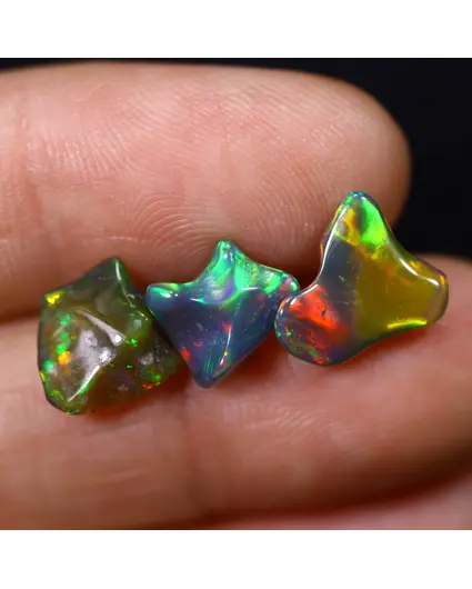 Ethiopische Welo - Gerookte Opaal "Aurora Smoke Trio" - (3.5 x 10.3 x 9.6 mm - 4.2 karaat)