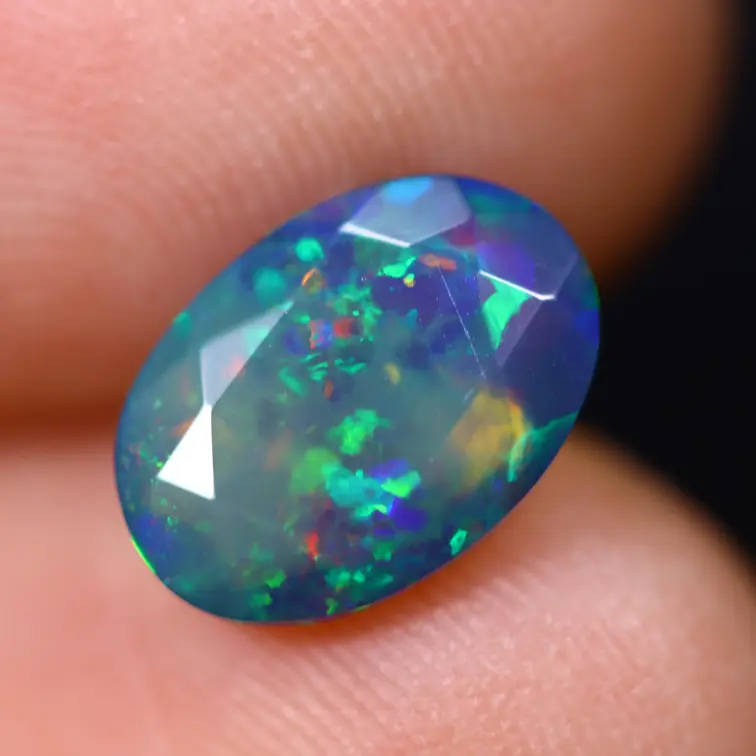 Ethiopische Welo - Gerookte Opaal "Smoky Emerald Veil" - (10.4 x 7.3 x 4.2 mm - 1.52 karaat)