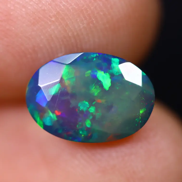 Ethiopische Welo - Gerookte Opaal "Smoky Emerald Veil" - (10.4 x 7.3 x 4.2 mm - 1.52 karaat)