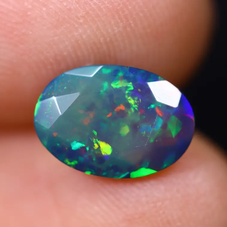 Opale Éthiopienne Welo - Opale Fumée "Smoky Emerald Veil" - (10.4 x 7.3 x 4.2 mm - 1.52 carat)
