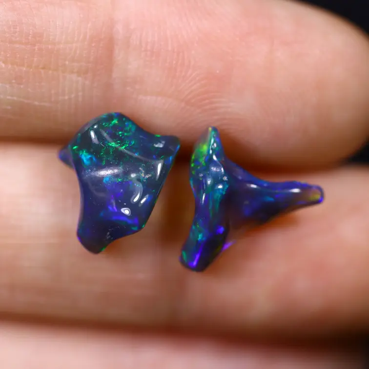 Welo Etíope - Ópalo Ahumado "Smoky Abyss Duo" - (11.7 x 11.1 x 4.2 mm - 3.72 quilates)