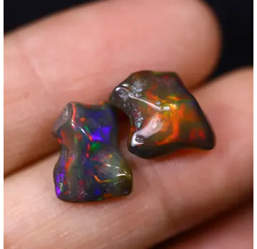 Opale Welo Éthiopienne - Opale Fumée "Smoked Aurora Duo" - (11.9 x 9.1 x 6.3 mm - 6.23 carats)