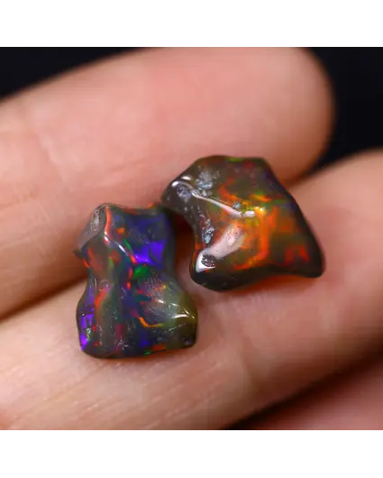 Ethiopische Welo - Gerookte Opaal "Smoked Aurora Duo" - (11.9 x 9.1 x 6.3 mm - 6.23 karaat)