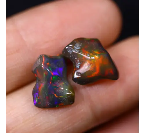 Opale Welo Éthiopienne - Opale Fumée "Smoked Aurora Duo" - (11.9 x 9.1 x 6.3 mm - 6.23 carats)