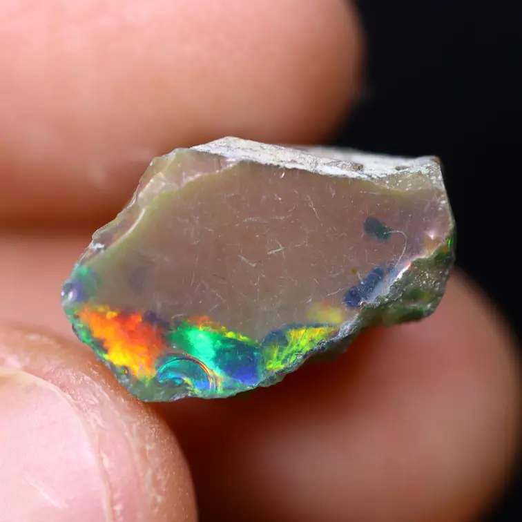 Raw Ethiopian Welo - Crystal Opal - "Spectral Prism" - (16 x 10 x 9 mm - 7.4 carat) - POC-0934