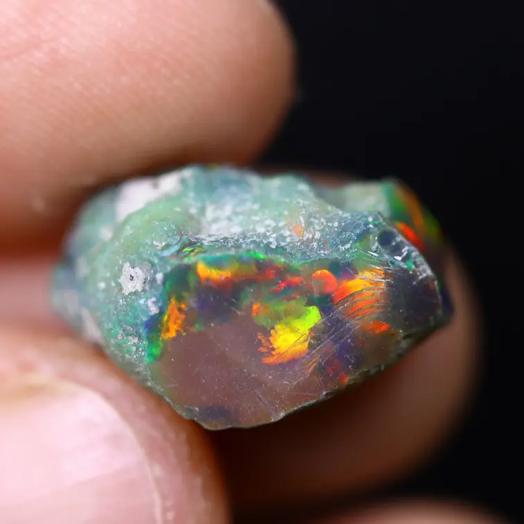 Opalo Welo Etíope Crudo - Opalo Cristal - "Spectral Prism" - (16 x 10 x 9 mm - 7.4 quilates) - POC-0934