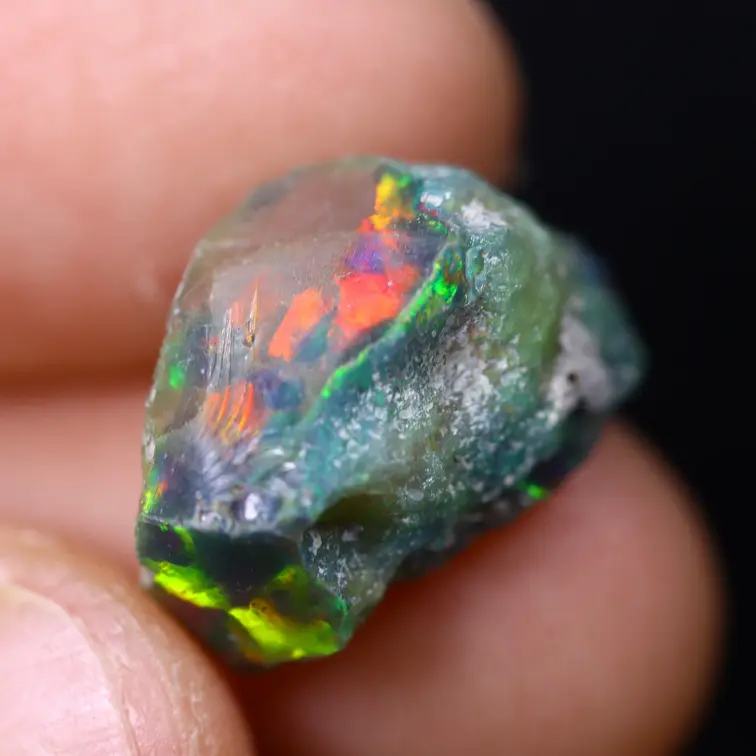 Opale Welo Éthiopienne Brute - Opale Cristal - "Spectral Prism" - (16 x 10 x 9 mm - 7.4 carats) - POC-0934