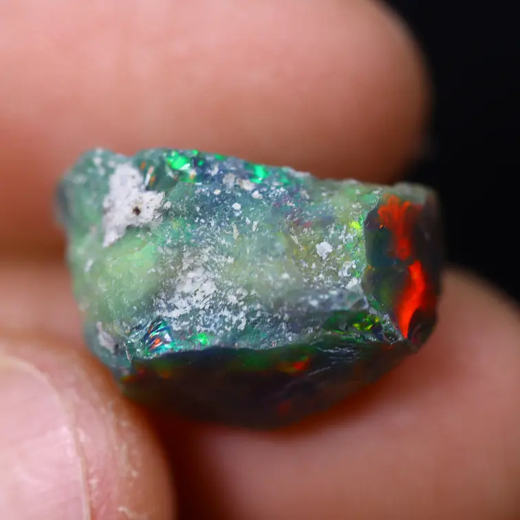 Raw Ethiopian Welo - Crystal Opal - "Spectral Prism" - (16 x 10 x 9 mm - 7.4 carat) - POC-0934