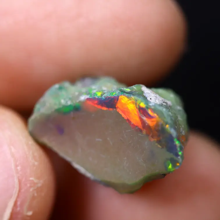 Opale Welo Éthiopienne Brute - Opale Cristal - "Spectral Prism" - (16 x 10 x 9 mm - 7.4 carats) - POC-0934