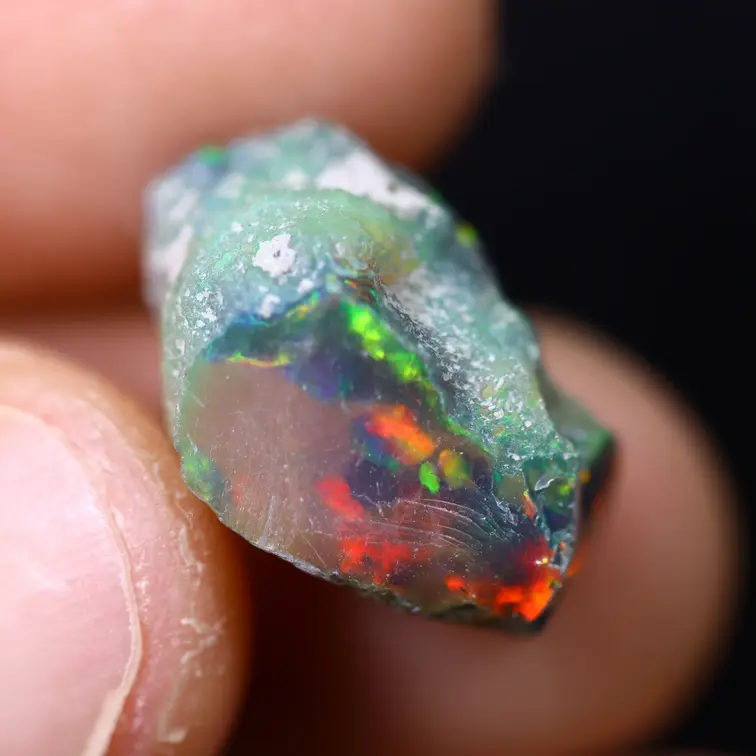 Roher Äthiopischer Welo - Kristallopal - "Spectral Prism" - (16 x 10 x 9 mm - 7,4 Karat) - POC-0934