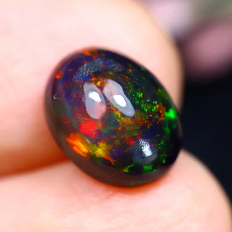 Ethiopian Welo - Smoked Opal "Smoked Ember" - (10 x 7.8 x 5 mm - 1.98 carat)