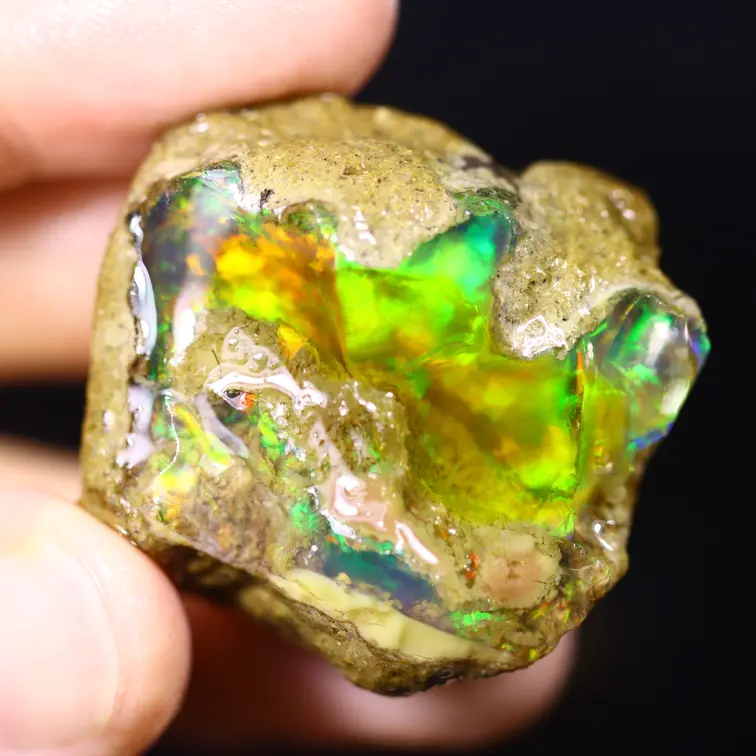 Ruwe Ethiopische Welo - Kristal Opaal - "Ember Veil" - (31 x 30 x 19 mm - 103.5 karaat) - POC-0945