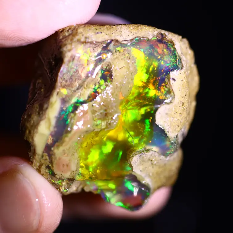 Ruwe Ethiopische Welo - Kristal Opaal - "Ember Veil" - (31 x 30 x 19 mm - 103.5 karaat) - POC-0945